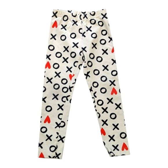 Hanna Andersson Valentine's Day hearts red ecru leggings pants girls size 110 5 - Picture 1 of 6